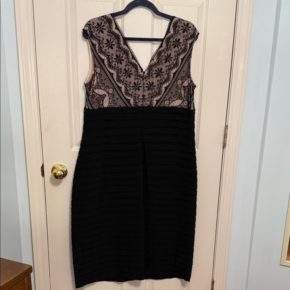 Elegant Black and Nude Lace Dress - Picture 3 of 4